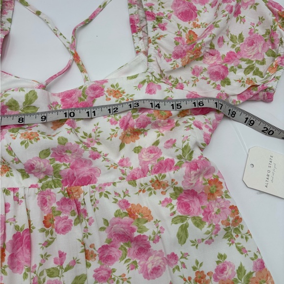 Altar'd State Floral Midi Dress Size M NEW Square Neck Puff Sleeve Cottagecore - Picture 5 of 8